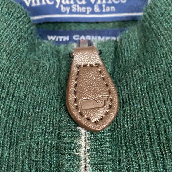 Vineyard Vines Men's Size 2XL Green 1/4 Zip Sweater Cashmere Blend Pullover - Picture 4 of 7